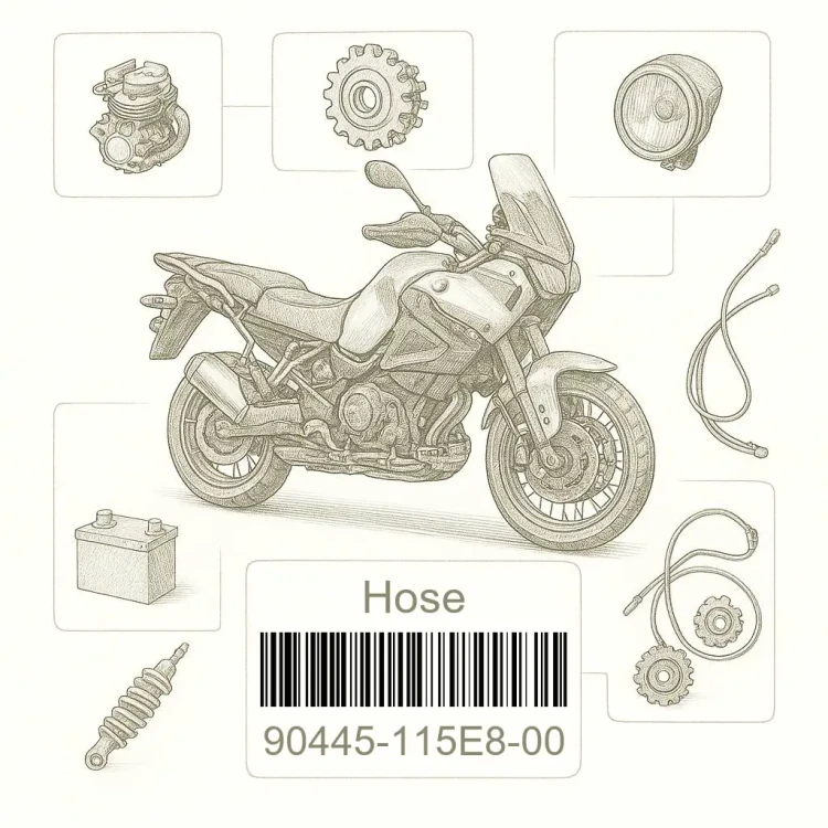 90445-115E8-00 Hose, Yamaha Номер детали 90445-115E8-00, 90445115E800, 90445-115E8, 90445115E8, 90445 115E8
