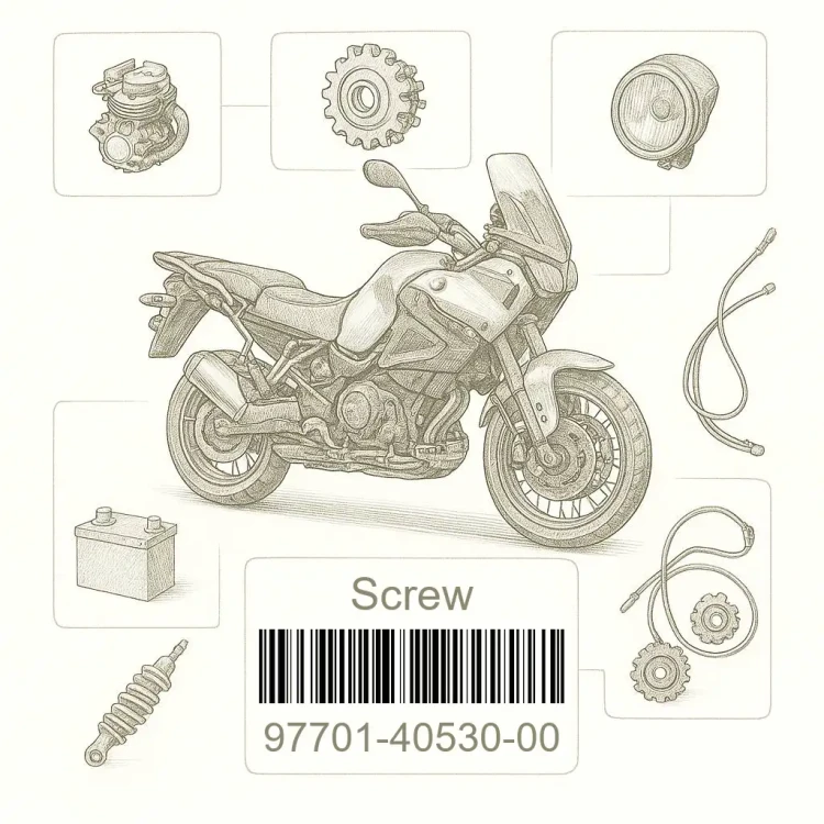 97701-40530-00 Screw, Tapping, Yamaha Номер детали 97701-40530-00, 977014053000, 97701-40530, 9770140530, 97701 40530