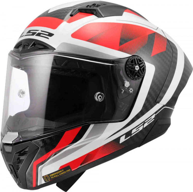 Мотошлем интеграл LS2 FF805 Thunder GP Raute Carbon Белый/Красный 168055732XXL