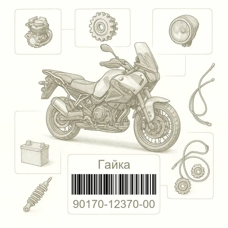 90170-12370-00 Гайка, Yamaha Номер детали 90170-12370-00, 901701237000, 90170-12370, 9017012370, 90170 12370