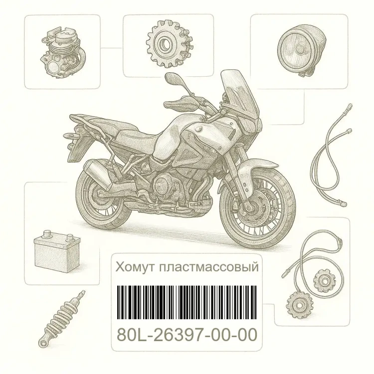 80L-26397-00-00 Хомут пластмассовый, Yamaha Номер детали 80L-26397-00-00, 80L263970000, 80L-26397-00, 80L2639700, 80L 26397 00