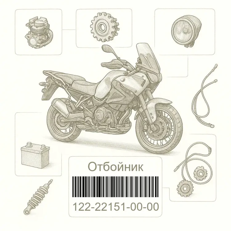 122-22151-00-00 Отбойник, Yamaha Номер детали 122-22151-00-00, 122221510000, 122-22151-00, 1222215100, 122 22151 00