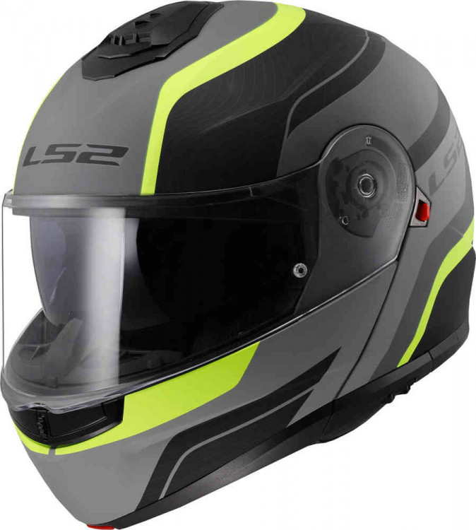 Мотошлем модуляр LS2 FF908 Strobe II Monza Черный матовый/серый/неоново-желтый 569082254S