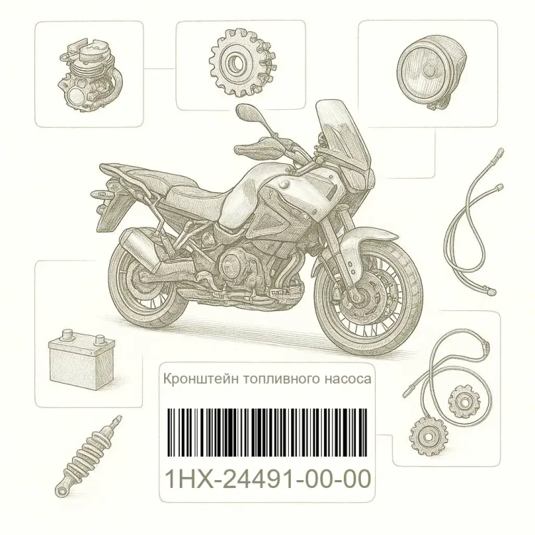 1HX-24491-00-00 Кронштейн топливного насоса, Yamaha Номер детали 1HX-24491-00-00, 1HX244910000, 1HX-24491-00, 1HX2449100, 1HX 24491 00