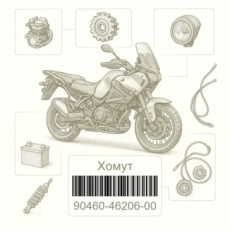 90460-46206-00 Хомут, Yamaha Номер детали 90460-46206-00, 904604620600, 90460-46206, 9046046206, 90460 46206