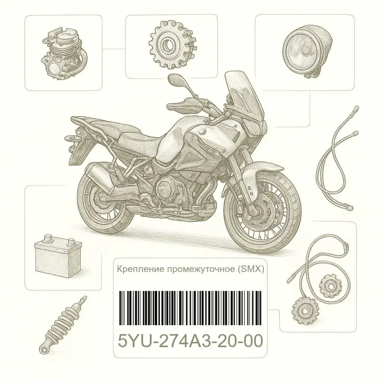 5YU-274A3-20-00 Крепление промежуточное (SMX), Yamaha Номер детали 5YU-274A3-20-00, 5YU274A32000, 5YU-274A3-20, 5YU274A320, 5YU 274A3 20