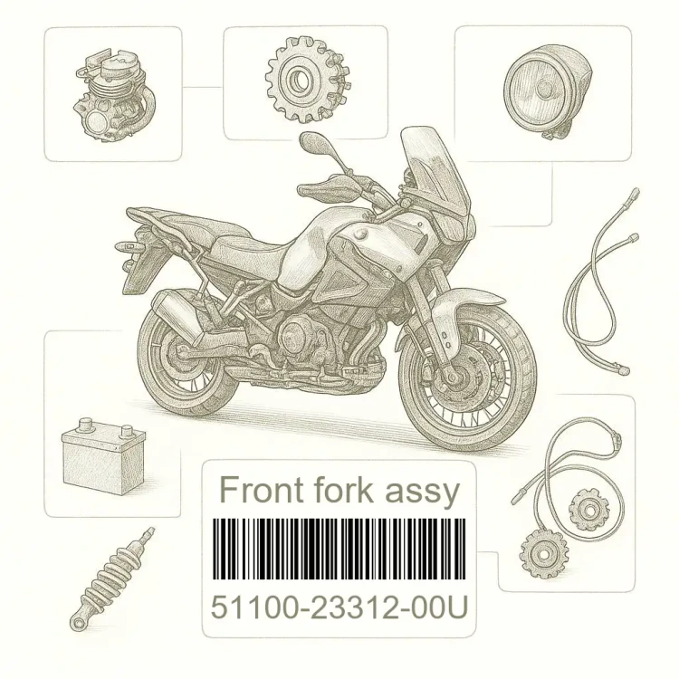 51100-23312-00U Front fork assy, Suzuki Номер детали 51100-23312-00U, 511002331200U