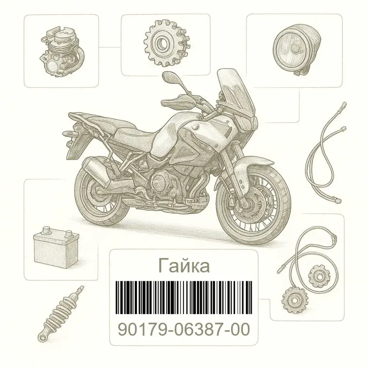 90179-06387-00 Гайка, Yamaha Номер детали 90179-06387-00, 901790638700, 90179-06387, 9017906387, 90179 06387