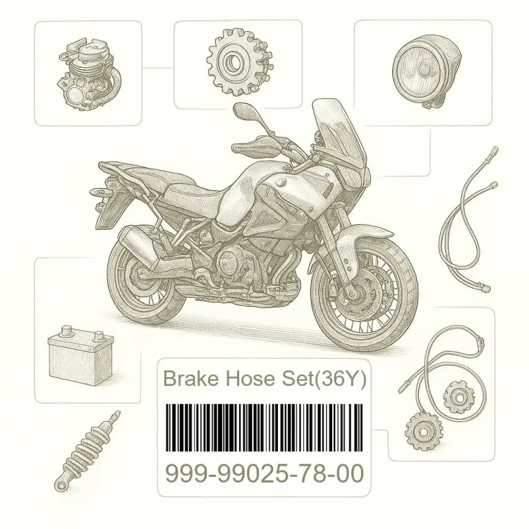999-99025-78-00 Brake Hose Set(36Y), Yamaha Номер детали 999-99025-78-00, 999990257800, 999-99025-78, 9999902578, 999 99025 78