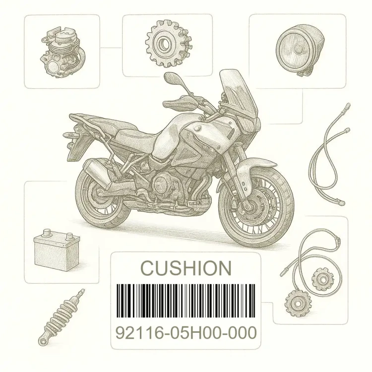 92116-05H00-000 CUSHION,FR BOX INNER, Suzuki Номер детали 92116-05H00-000, 9211605H00000, 92116-05H00, 9211605H00, 92116 05H00
