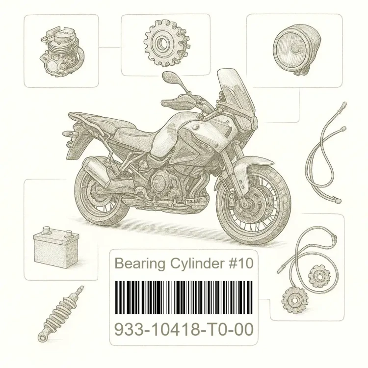 933-10418-T0-00 Bearing Cylinder #10, Yamaha Номер детали 933-10418-T0-00, 93310418T000, 933-10418-T0, 93310418T0, 933 10418 T0