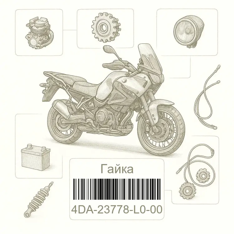 4DA-23778-L0-00 Гайка, Yamaha Номер детали 4DA-23778-L0-00, 4DA23778L000, 4DA-23778-L0, 4DA23778L0, 4DA 23778 L0