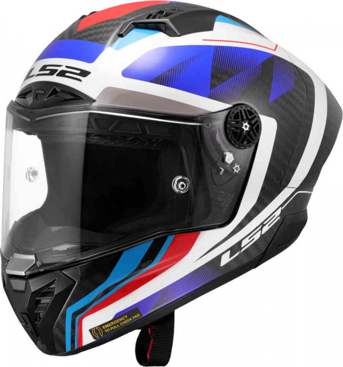 Мотошлем интеграл LS2 FF805 Thunder GP Raute Carbon Белый/Синий/Красный 168055726XS