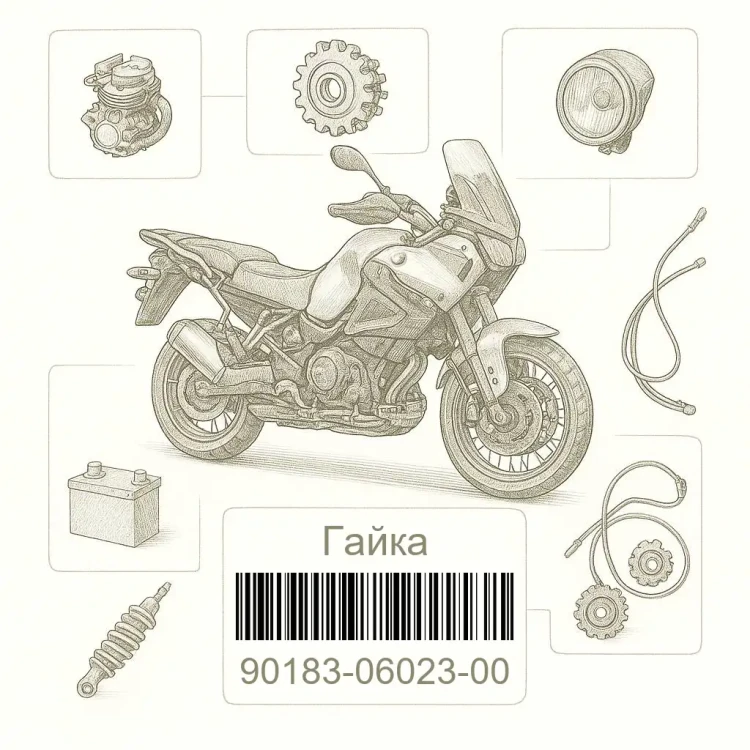 90183-06023-00 Гайка, Yamaha Номер детали 90183-06023-00, 901830602300, 90183-06023, 9018306023, 90183 06023