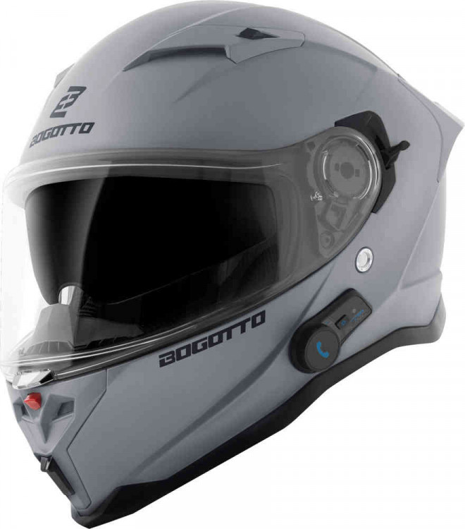 Мотошлем интеграл Bogotto H153 BT Bluetooth Светло-Серый Матовый BGT-05-MH-074-55-M