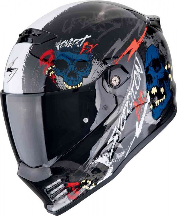 Мотошлем интеграл Scorpion Covert FX Skullz Черный/Серый/Красный 186-502-339-02