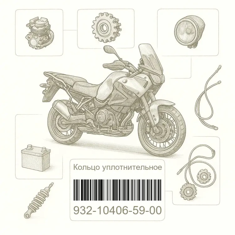 932-10406-59-00 Кольцо уплотнительное, Yamaha Номер детали 932-10406-59-00, 932104065900, 932-10406-59, 9321040659, 932 10406 59
