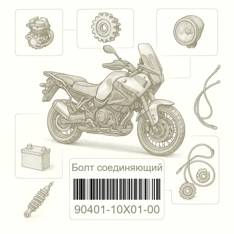90401-10X01-00 Болт соединяющий, Yamaha Номер детали 90401-10X01-00, 9040110X0100, 90401-10X01, 9040110X01, 90401 10X01