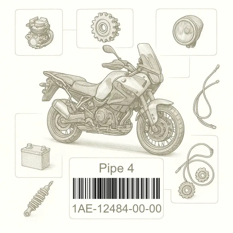 1AE-12484-00-00 Pipe 4, Yamaha Номер детали 1AE-12484-00-00, 1AE124840000, 1AE-12484-00, 1AE1248400, 1AE 12484 00
