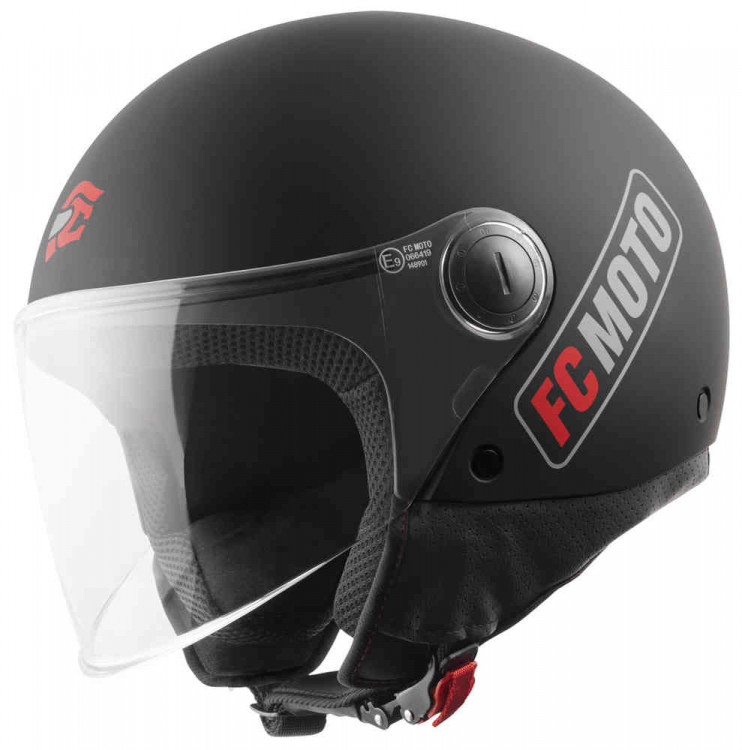 Мотошлем открытый FC-Moto Square-RS Черный матовый/Красный FCM-17-MH-009-13-XS