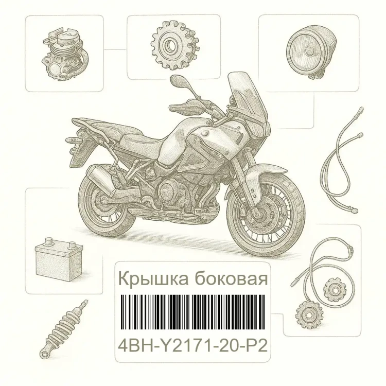 4BH-Y2171-20-P2 Крышка боковая, Yamaha Номер детали 4BH-Y2171-20-P2, 4BHY217120P2