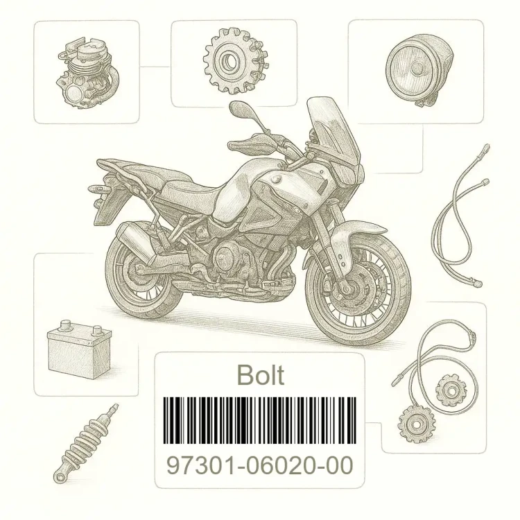 97301-06020-00 Bolt, Yamaha Номер детали 97301-06020-00, 973010602000, 97301-06020, 9730106020, 97301 06020