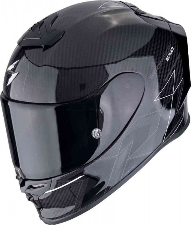 Мотошлем интеграл Scorpion EXO R1 Evo Carbon Air Cynergy Черный/Белый 110-491-55-02