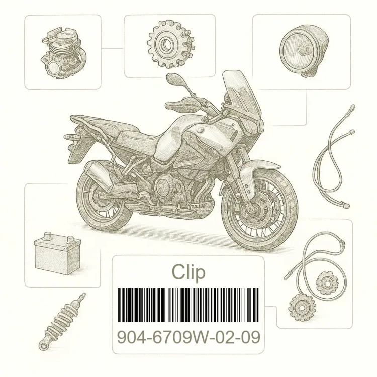 904-6709W-02-09 Clip, Yamaha Номер детали 904-6709W-02-09, 9046709W0209