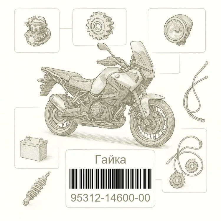95312-14600-00 Гайка, Yamaha Номер детали 95312-14600-00, 953121460000, 95312-14600, 9531214600, 95312 14600