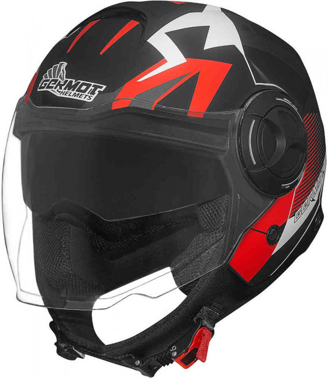 Мотошлем открытый Germot GM 650 Dekor Черный матовый/Серый/Красный GM00065023-XS