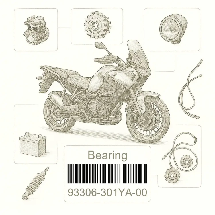 93306-301YA-00 Bearing, Yamaha Номер детали 93306-301YA-00, 93306301YA00, 93306-301YA, 93306301YA, 93306 301YA
