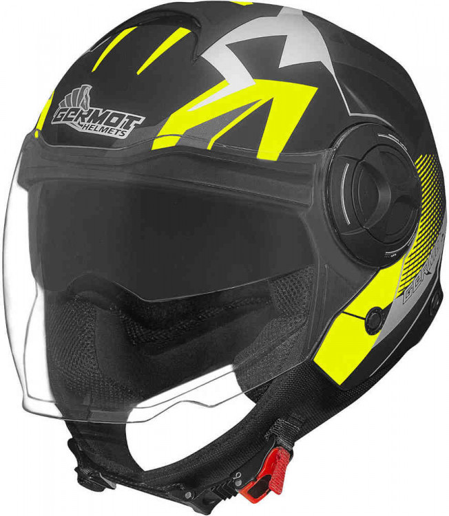 Мотошлем открытый Germot GM 650 Dekor Черный матовый/серый/неоново-желтый GM00065025-XS