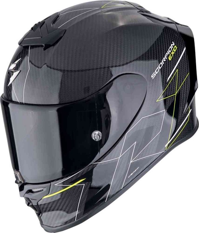 Мотошлем интеграл Scorpion EXO R1 Evo Carbon Air Cynergy Черный/Желтый 110-491-141-02