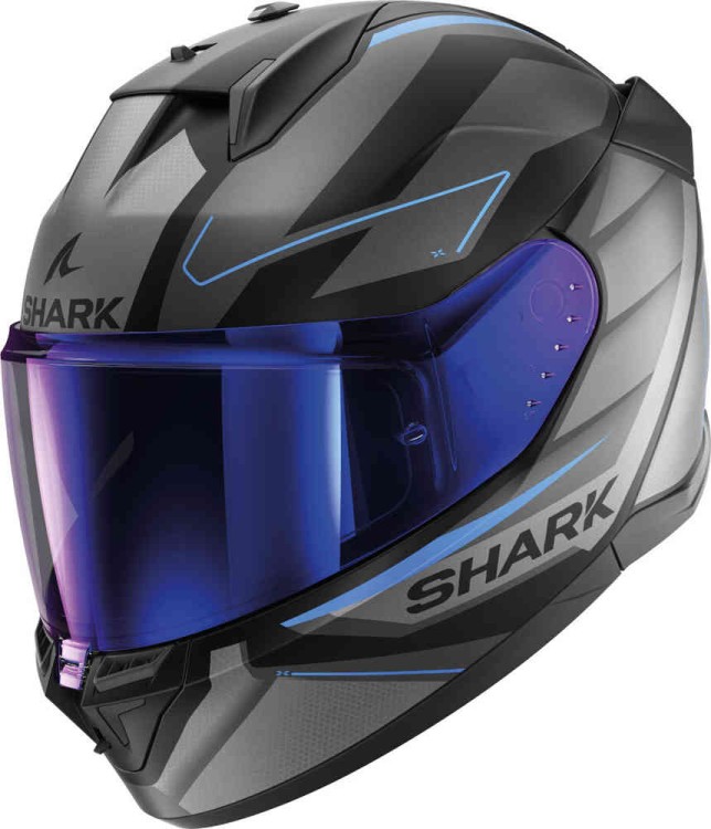 Мотошлем интеграл Shark D-Skwal 3 Sizler Черный матовый/Серый/Синий HE0923E-KAB-S