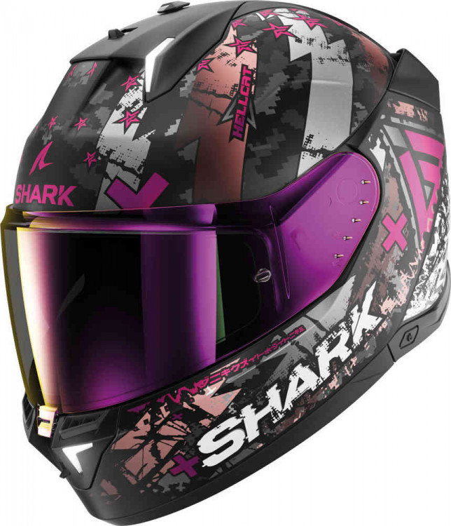 Мотошлем интеграл Shark Skwal i3 Hellcat Черный матовый/Розовый HE0829E-KUV-XS