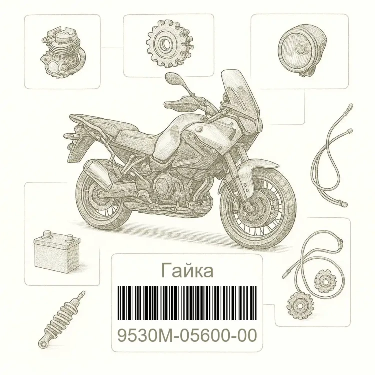 9530M-05600-00 Гайка, Yamaha Номер детали 9530M-05600-00, 9530M0560000, 9530M-05600, 9530M05600, 9530M 05600