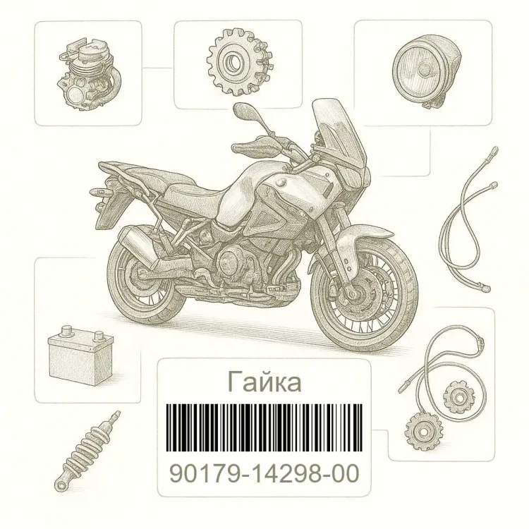 90179-14298-00 Гайка, Yamaha Номер детали 90179-14298-00, 901791429800, 90179-14298, 9017914298, 90179 14298