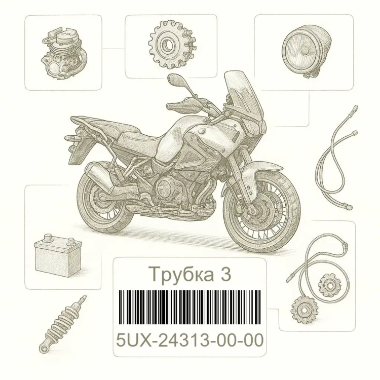 5UX-24313-00-00 Трубка 3, Yamaha Номер детали 5UX-24313-00-00, 5UX243130000, 5UX-24313-00, 5UX2431300, 5UX 24313 00