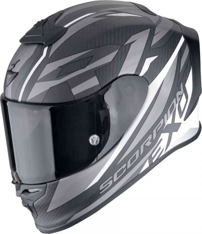 Мотошлем интеграл Scorpion EXO R1 Evo Carbon Air Runner Черный матовый/Белый 110-506-227-02
