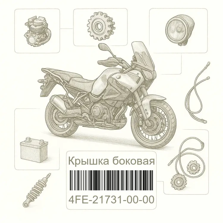 4FE-21731-00-00 Крышка боковая, Yamaha Номер детали 4FE-21731-00-00, 4FE217310000, 4FE-21731-00, 4FE2173100, 4FE 21731 00