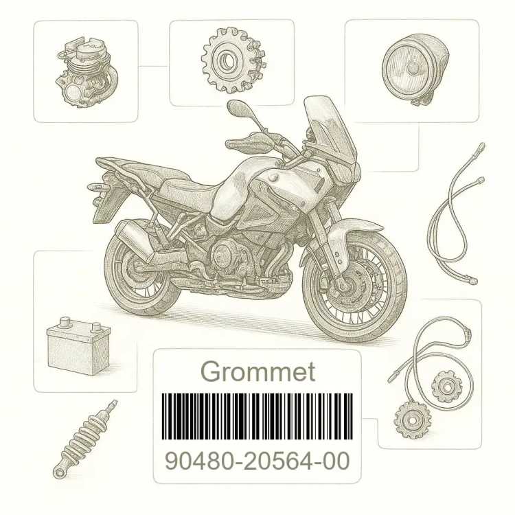 90480-20564-00 Grommet, Yamaha Номер детали 90480-20564-00, 904802056400, 90480-20564, 9048020564, 90480 20564