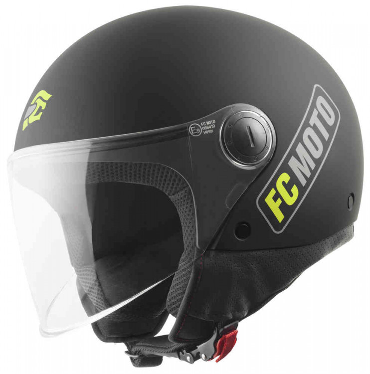 Мотошлем открытый FC-Moto Square-RS Черный матовый/Желтый FCM-17-MH-009-17-XS