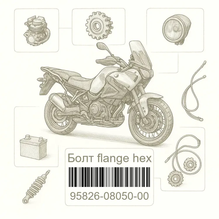 95826-08050-00 Болт flange hex, Yamaha Номер детали 95826-08050-00, 958260805000, 95826-08050, 9582608050, 95826 08050