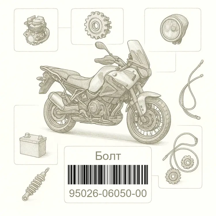 95026-06050-00 Болт, Yamaha Номер детали 95026-06050-00, 950260605000, 95026-06050, 9502606050, 95026 06050