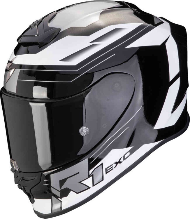 Мотошлем интеграл Scorpion Exo-R1 Evo Air Blaze Черный/Белый 110-441-55-02