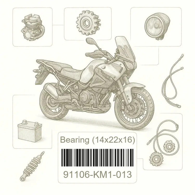 91106-KM1-013 Bearing (14x22x16), Honda Номер детали 91106-KM1-013, 91106KM1013