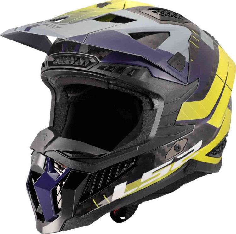 Мотошлем для мотокросса и эндуро LS2 MX703 X-Force Galuo Carbon Желтый/Серый 467032454XS