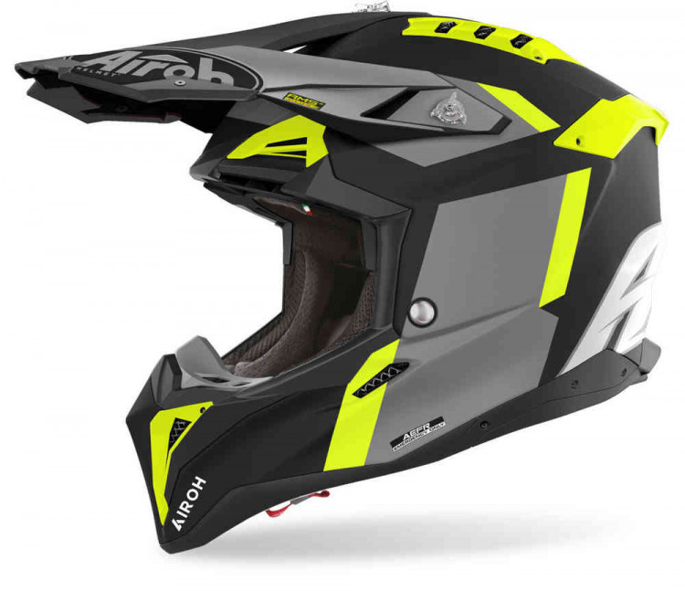 Мотошлем для мотокросса и эндуро Airoh Aviator 3 Glory Желтый матовый AV3GL31XS