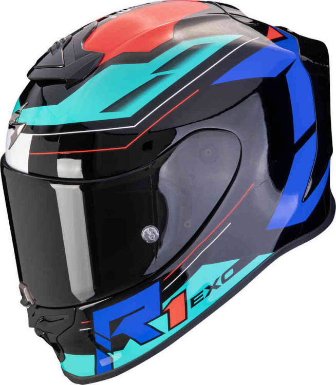 Мотошлем интеграл Scorpion Exo-R1 Evo Air Blaze Черный/Красный/Синий 110-441-296-04