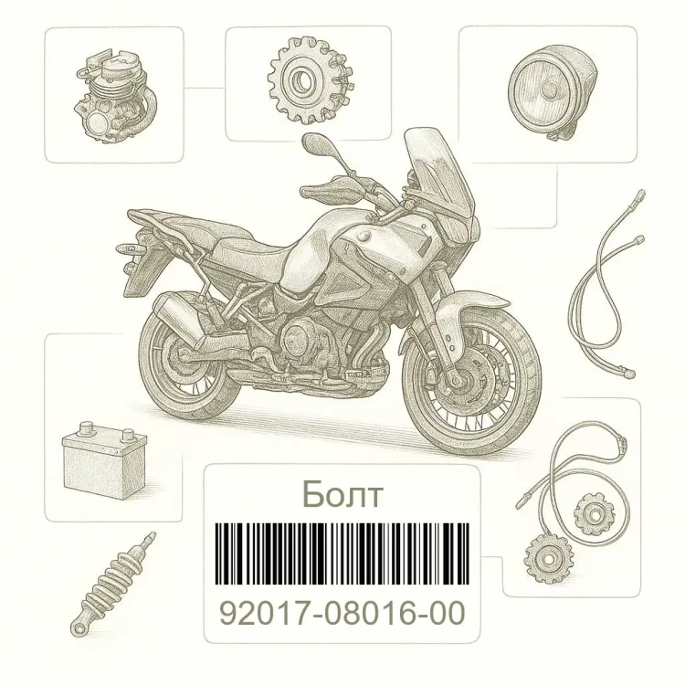 92017-08016-00 Болт, Yamaha Номер детали 92017-08016-00, 920170801600, 92017-08016, 9201708016, 92017 08016